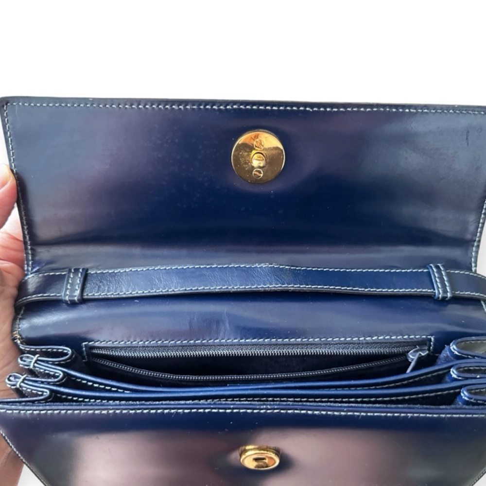 RARE 70s Gucci Vintage Blue Leather & Crocodile Crossbody Bag Amazing Condition - Picture 10 of 16